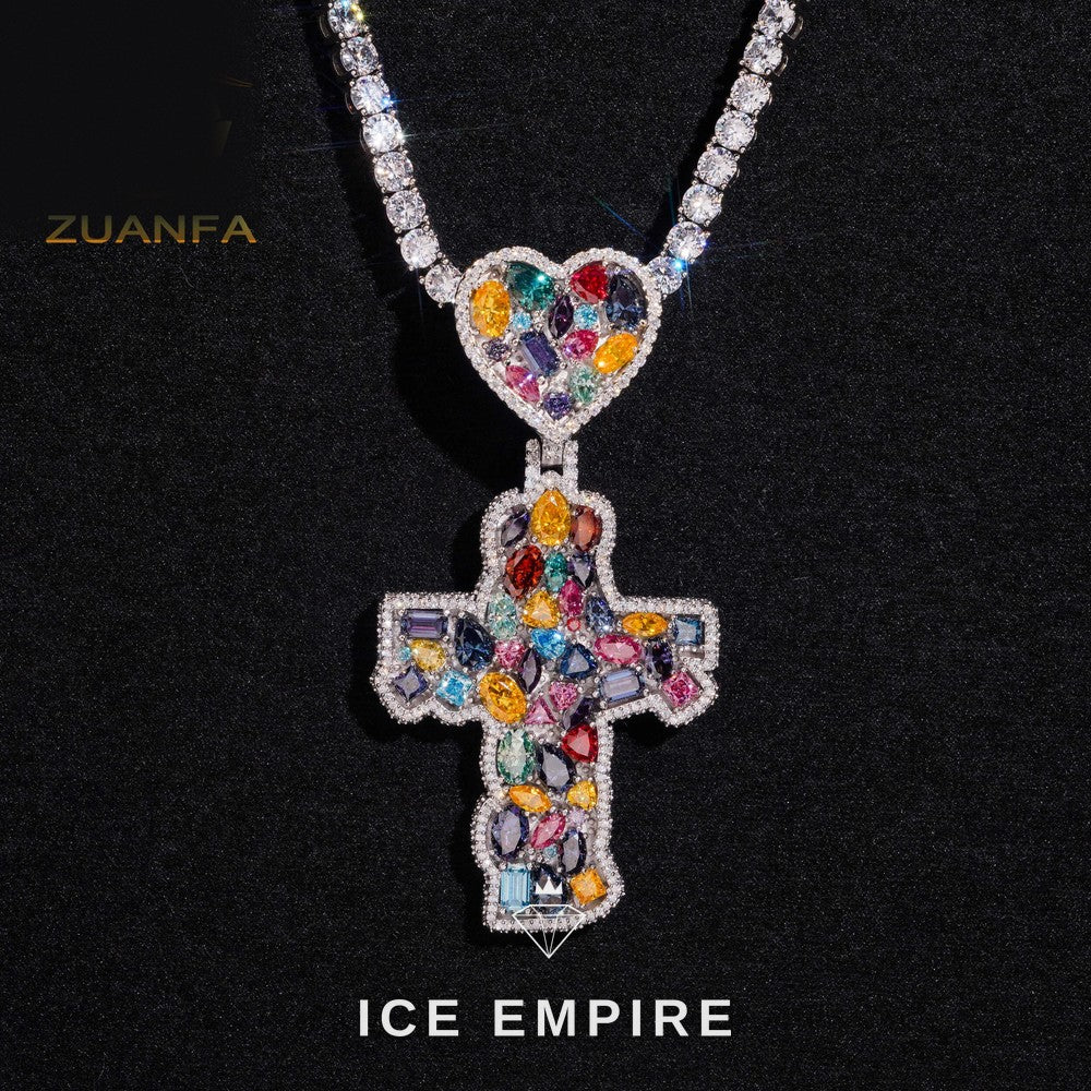 Iced Out Cross Rose Gold Plated Pendant