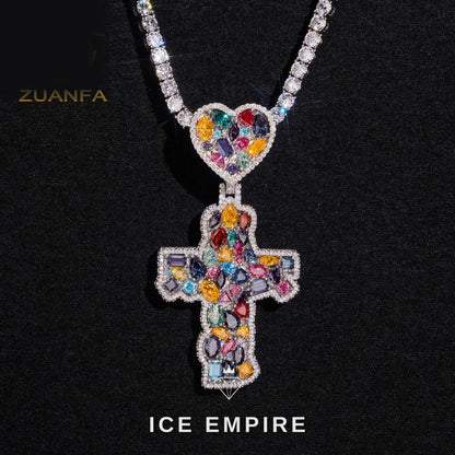 Iced Out Cross Rose Gold Plated Pendant