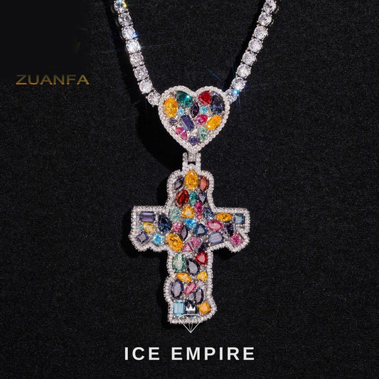 Iced Out Cross Rose Gold Plated Pendant