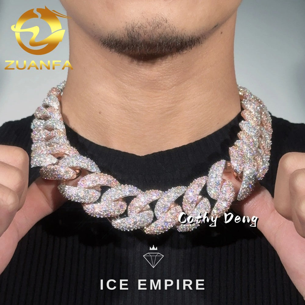 Iced Out Rose Gold Plated Moissanite Cuban Chain