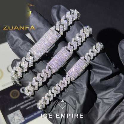 Iced Out 925 Silver Moissanite Cuban Chain