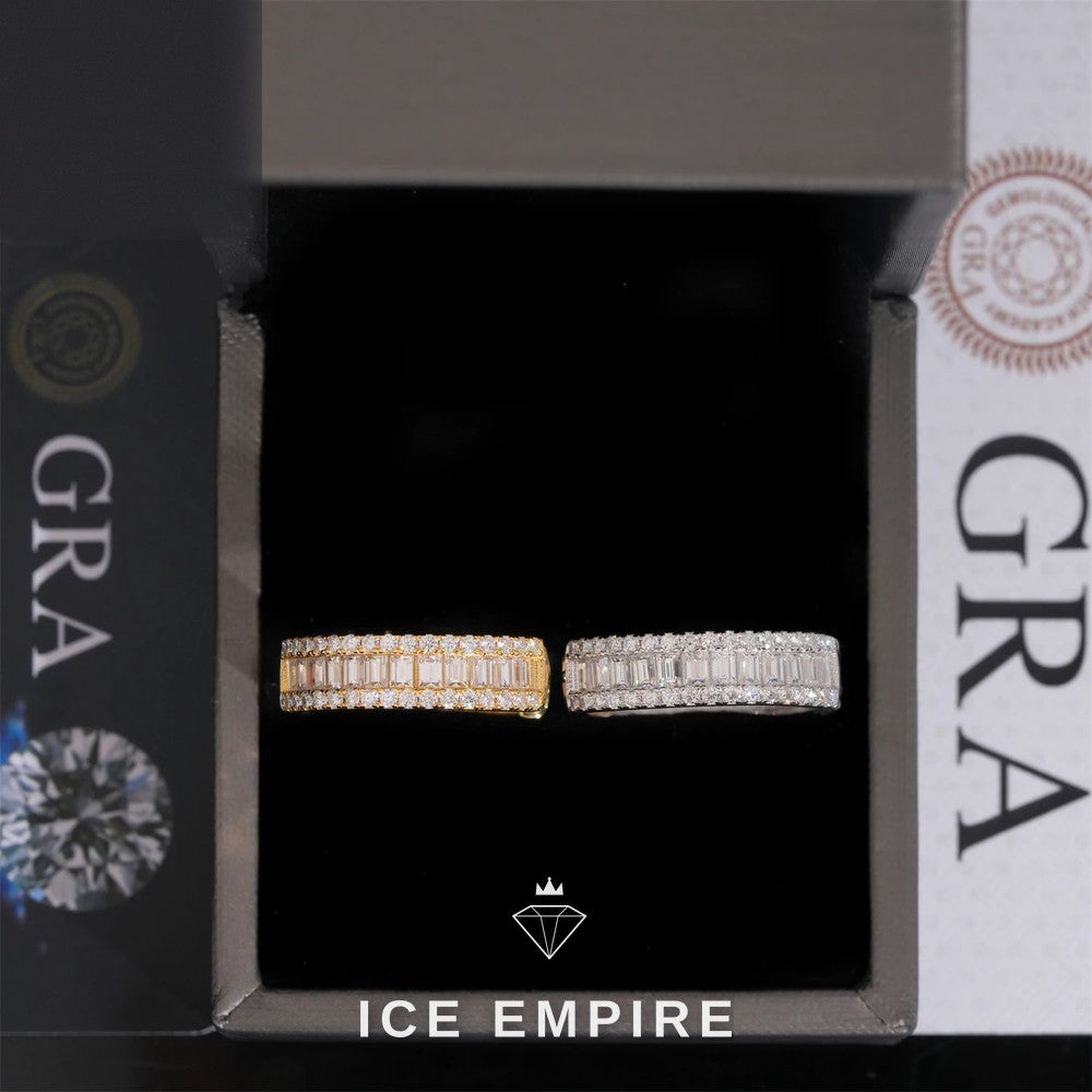 Iced Out Baguette Rose Gold Plated Moissanite Hoop Earrings