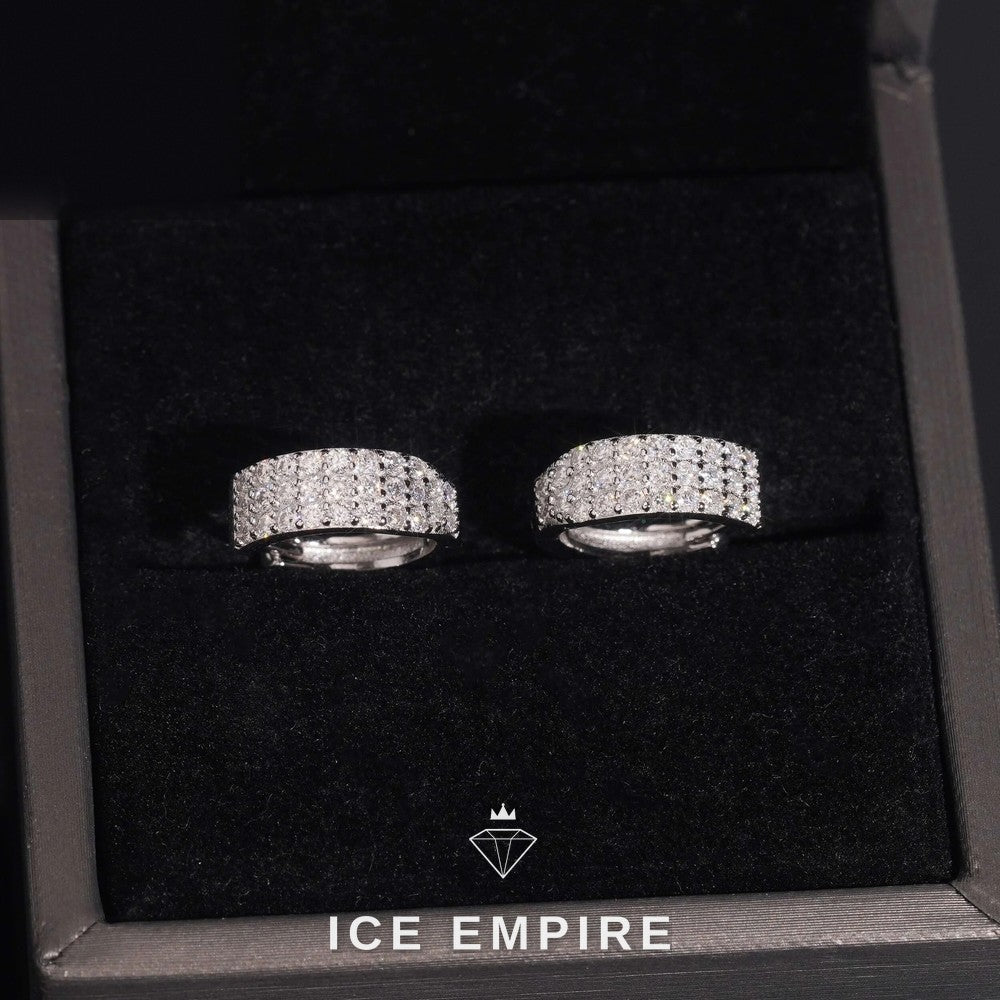 Iced Out 925 Silver Moissanite Hoop Earrings