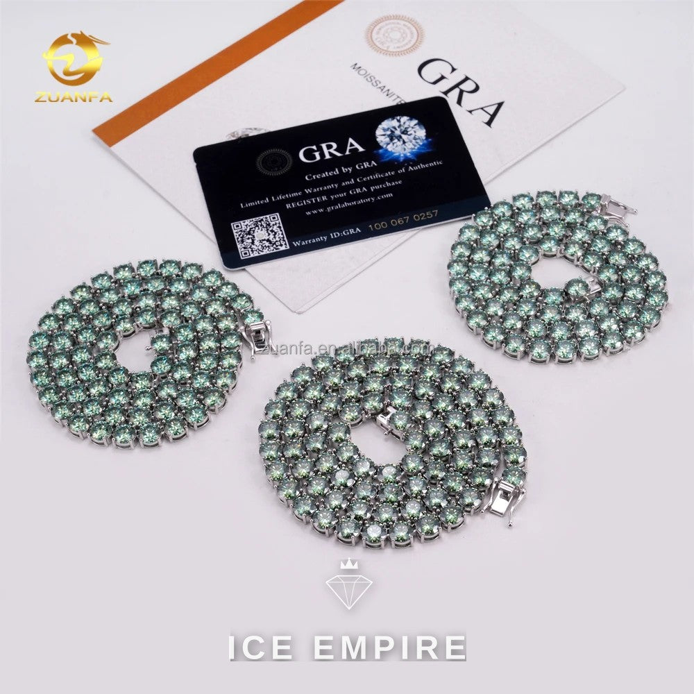 Iced Out 925 Silver Moissanite Tennis Chain