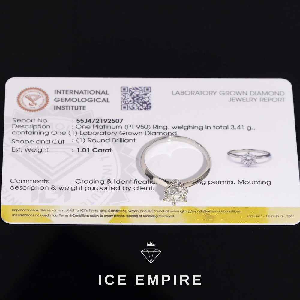 Iced Out 925 Silver Lab Grown Diamond Engagement Ring