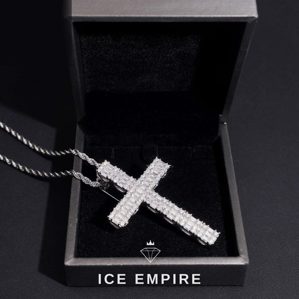 Iced Out Baguette 925 Silver Moissanite Pendant