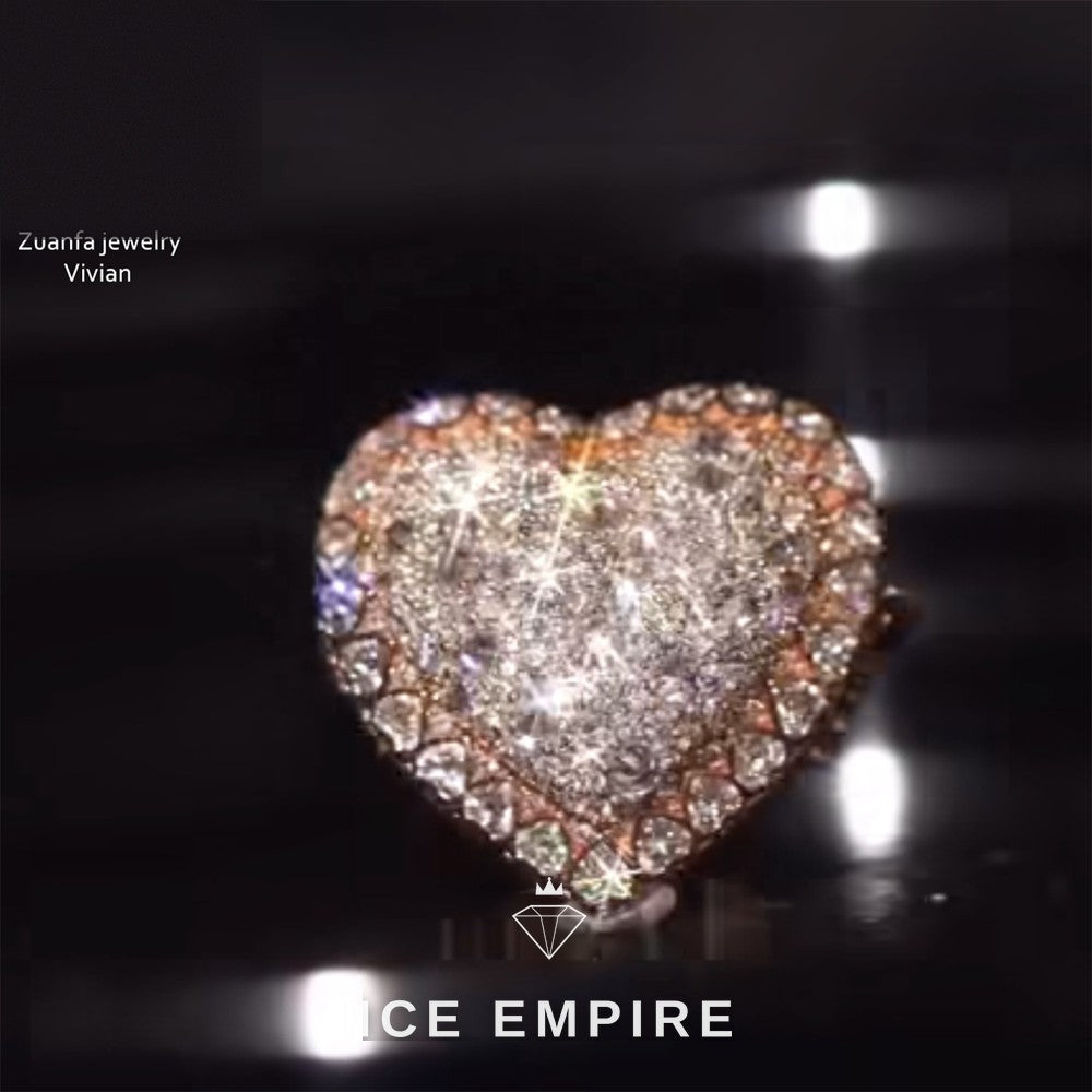 Iced Out Rose Gold Plated Moissanite Ring