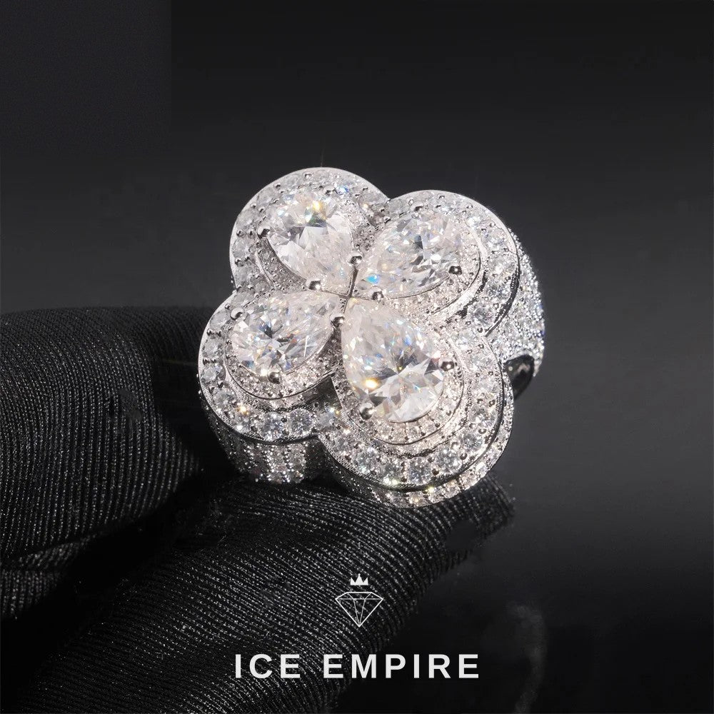 Iced Out Cross 925 Silver Moissanite Ring