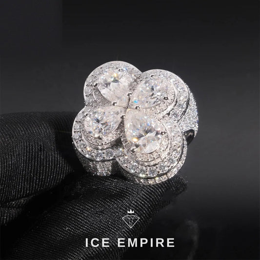 Iced Out Cross 925 Silver Moissanite Ring