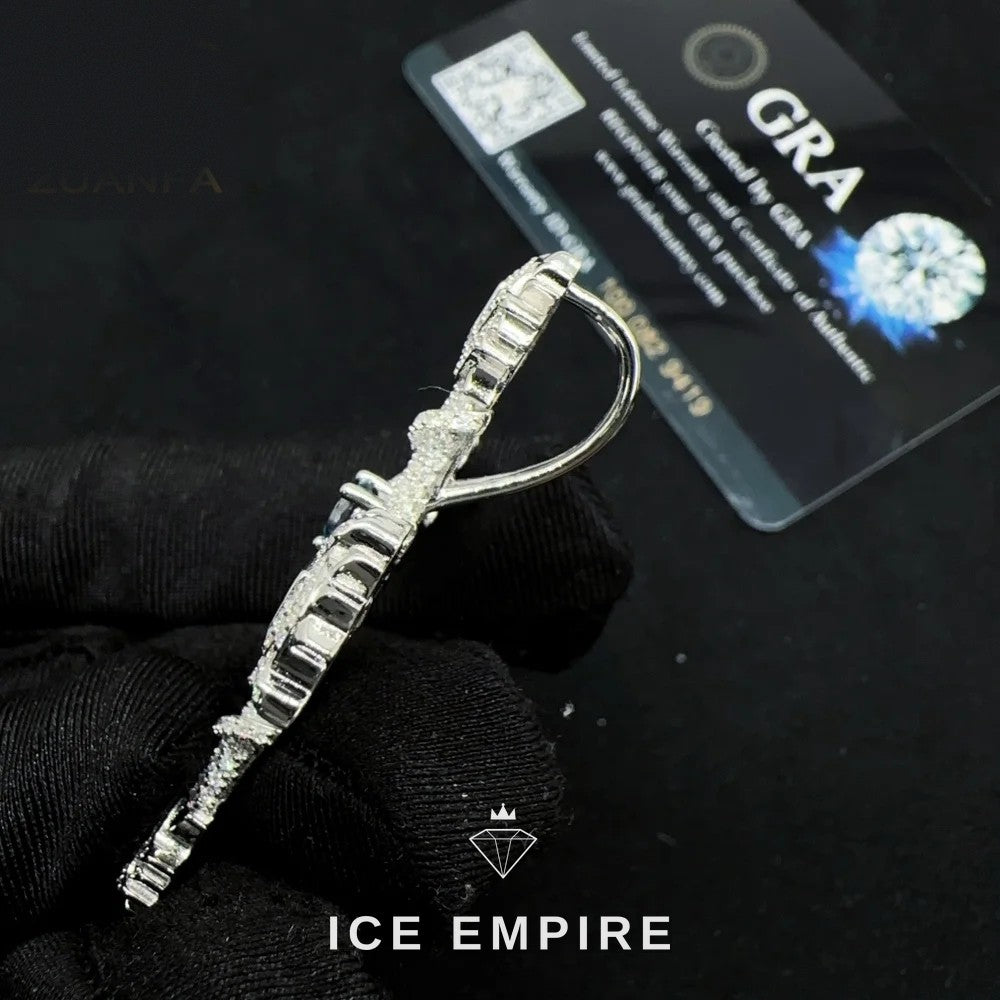 Iced Out Cross 925 Silver Moissanite Pendant