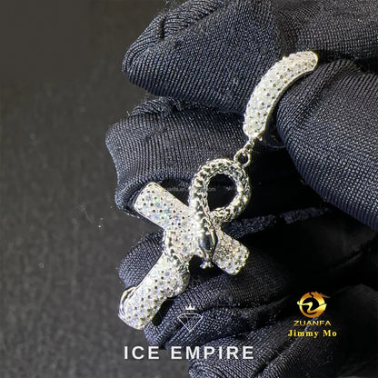 Iced Out 925 Silver Moissanite Hoop Earrings