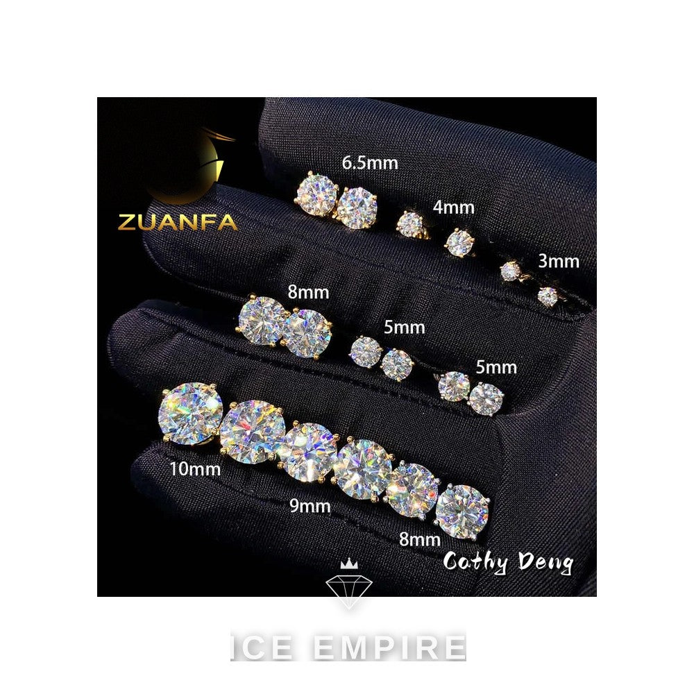 Iced Out 18K Gold Moissanite Earrings