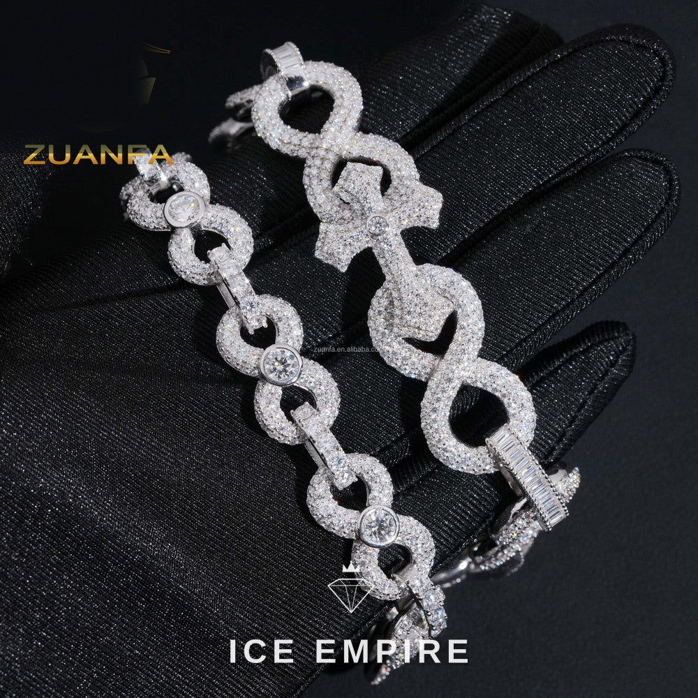 Iced Out 925 Silver Moissanite Cuban Chain