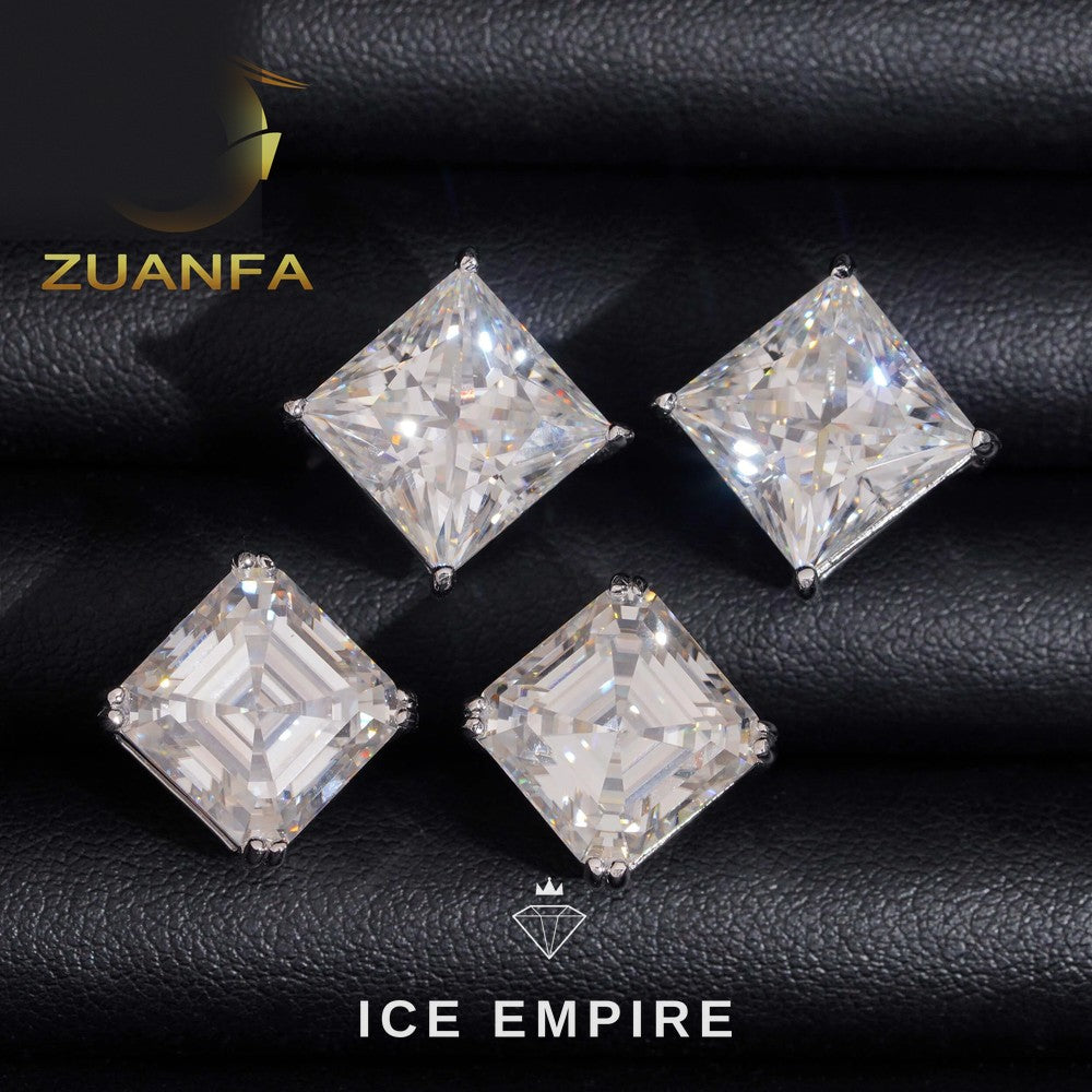 Iced Out Rose Gold Plated Moissanite Stud Earrings