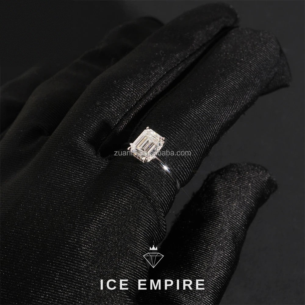 Iced Out 925 Silver Moissanite Engagement Ring