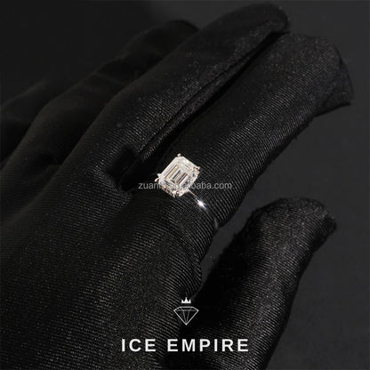 Iced Out 925 Silver Moissanite Engagement Ring