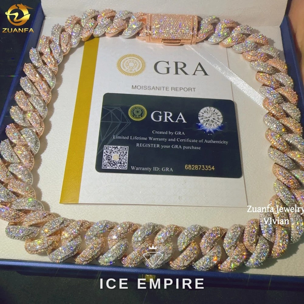 Iced Out Rose Gold Plated Moissanite Cuban Chain