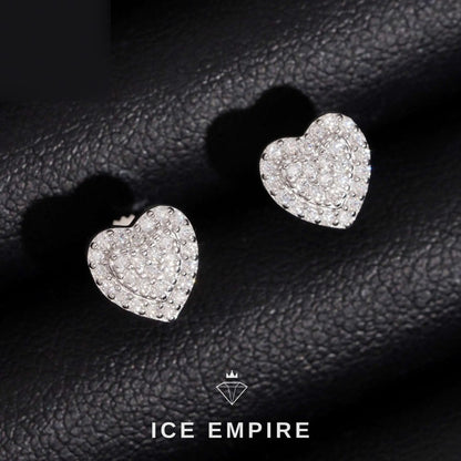 Iced Out Heart 14K Gold Moissanite Stud Earrings