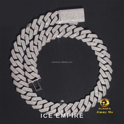Iced Out 925 Silver Moissanite Cuban Chain