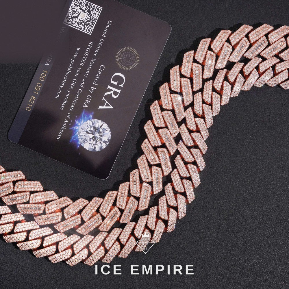 Iced Out Rose Gold Plated Moissanite Cuban Chain
