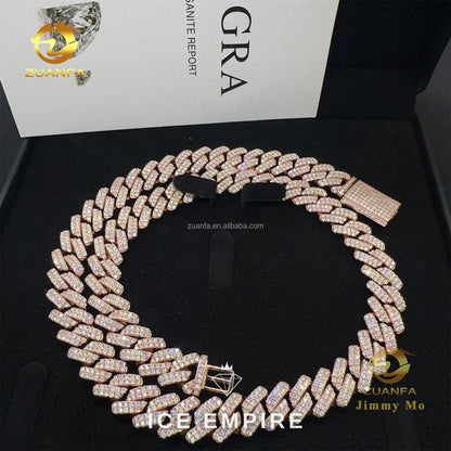 Iced Out Rose Gold Moissanite Cuban Chain