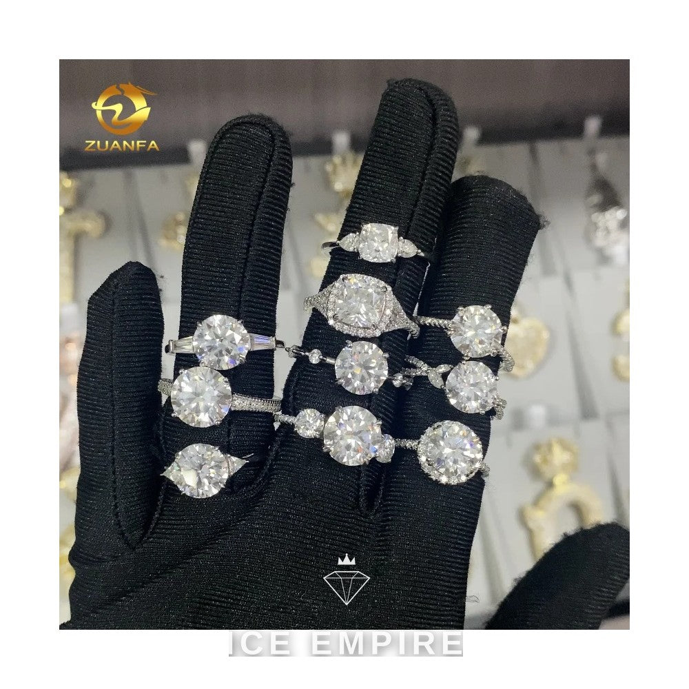 Iced Out 925 Silver Moissanite Engagement Ring