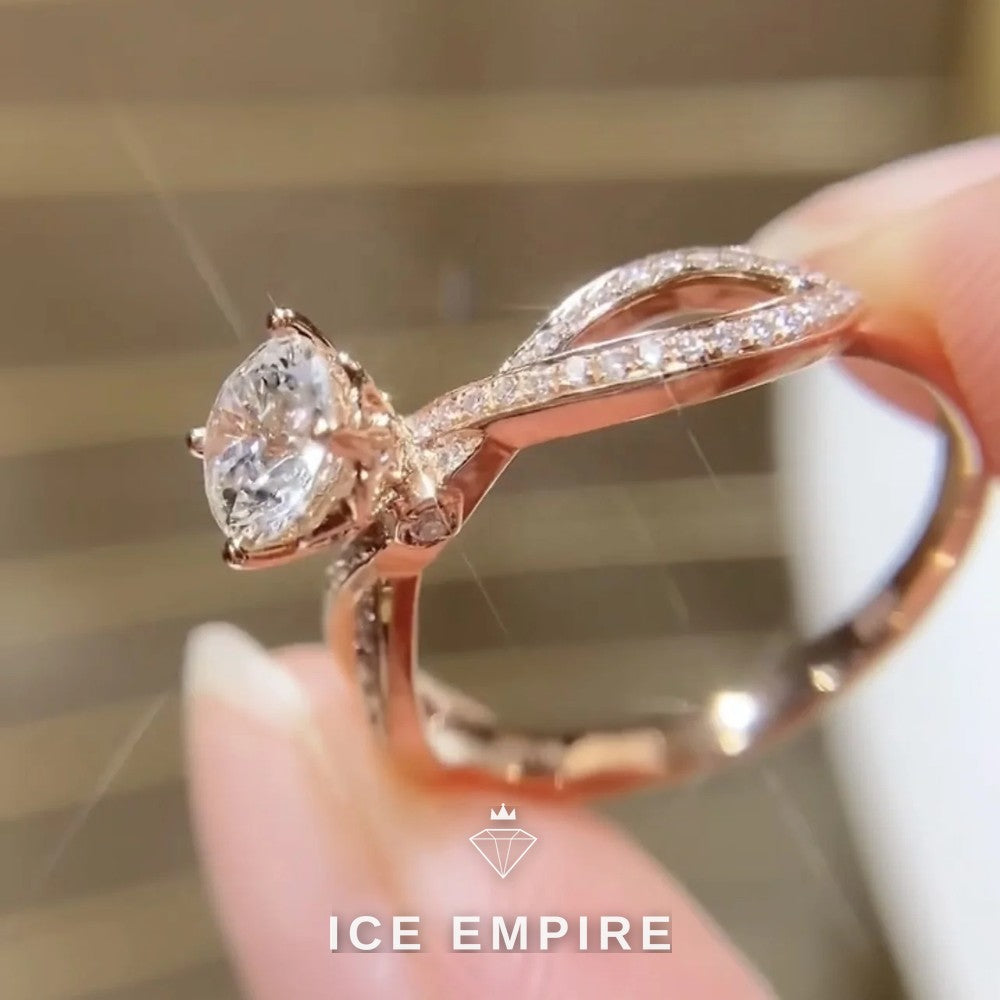 Iced Out Rose Gold Lab Grown Diamond Ring