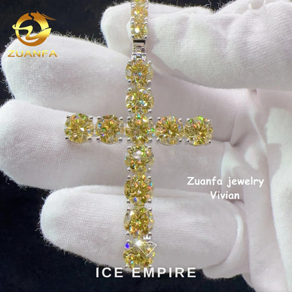 Iced Out Cross Rose Gold Plated Moissanite Pendant