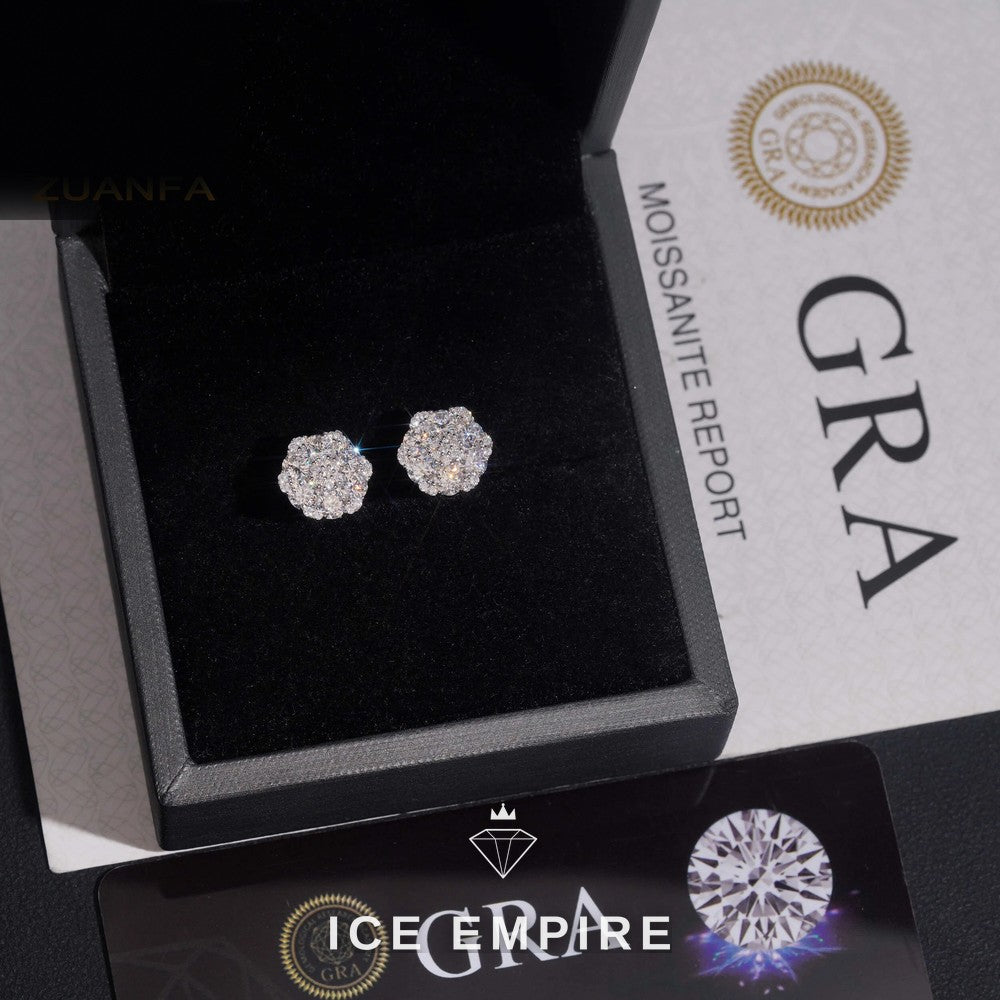 Iced Out 925 Silver Moissanite Earrings