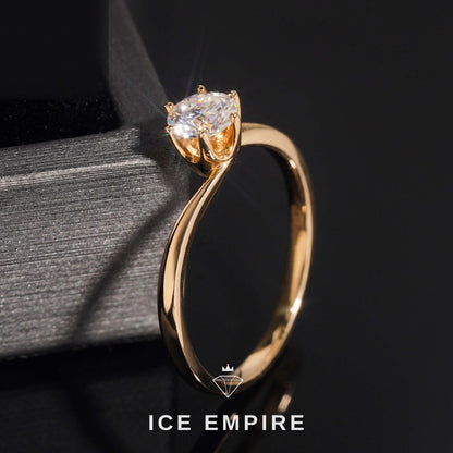 Iced Out 14K Gold Moissanite Engagement Ring