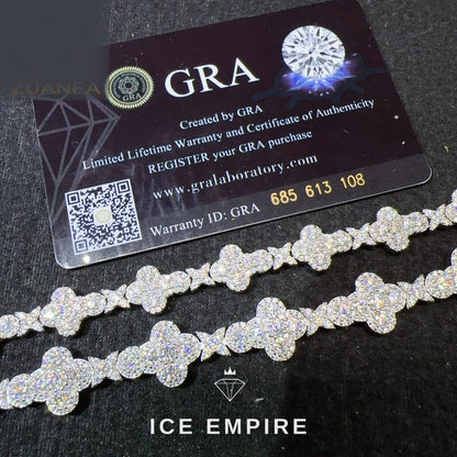 Iced Out Cross 925 Silver Moissanite Tennis Chain
