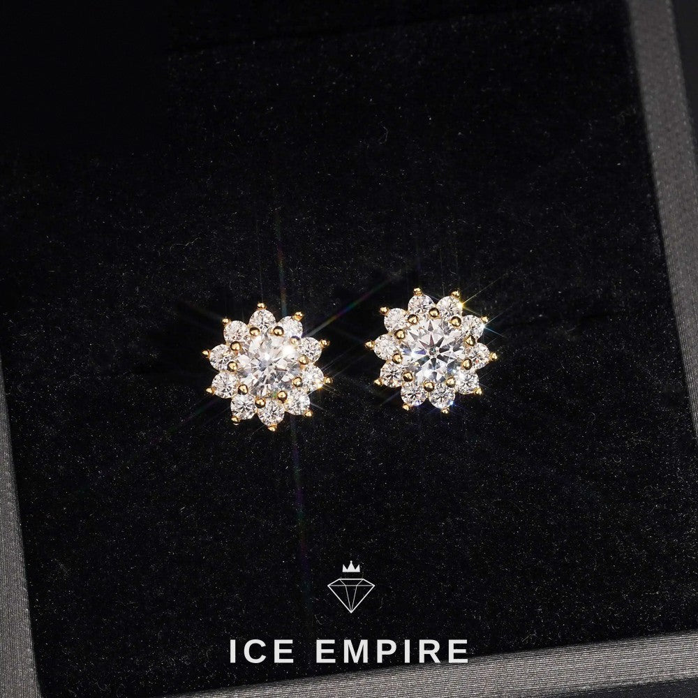 Iced Out 925 Silver Moissanite Stud Earrings