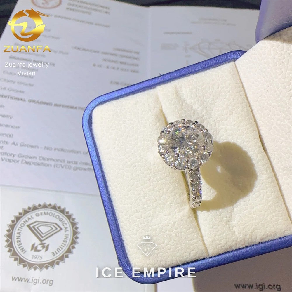 Iced Out Cluster 18K Gold Lab Grown Diamond Ring