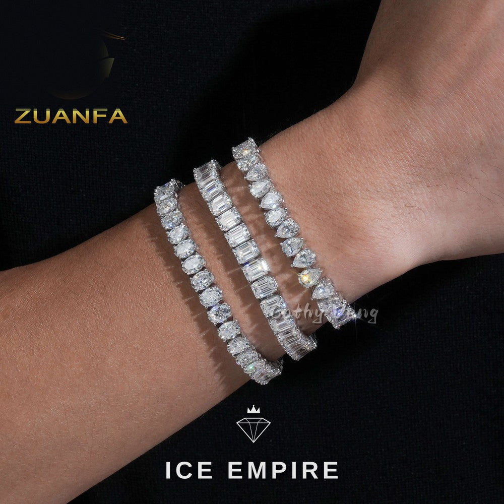 Iced Out 925 Silver Moissanite Tennis Bracelet