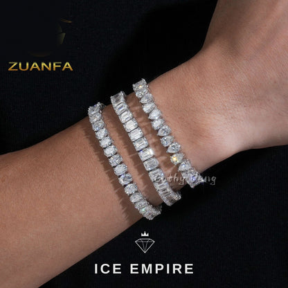 Iced Out 925 Silver Moissanite Tennis Bracelet