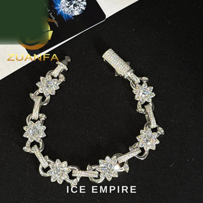 Iced Out 925 Silver Moissanite Cuban Chain