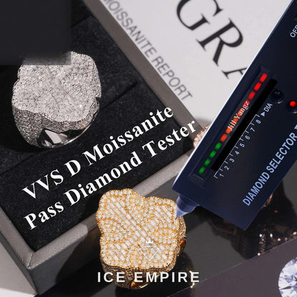 Iced Out Baguette 925 Silver Moissanite Ring