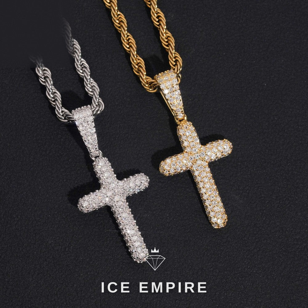 Iced Out Cross 925 Silver Moissanite Pendant