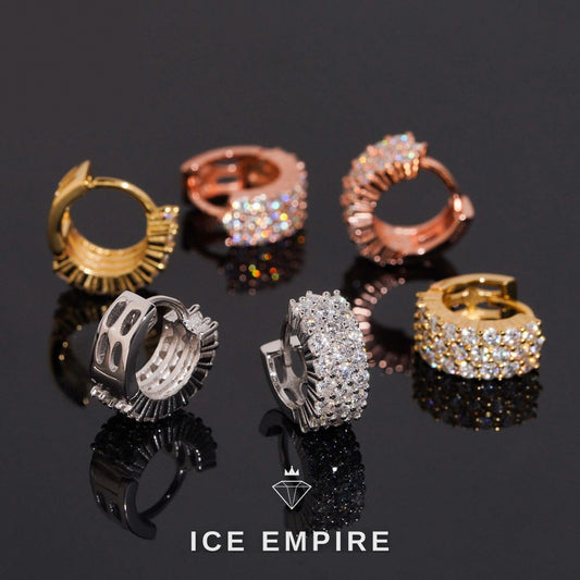 Iced Out 925 Silver Moissanite Hoop Earrings