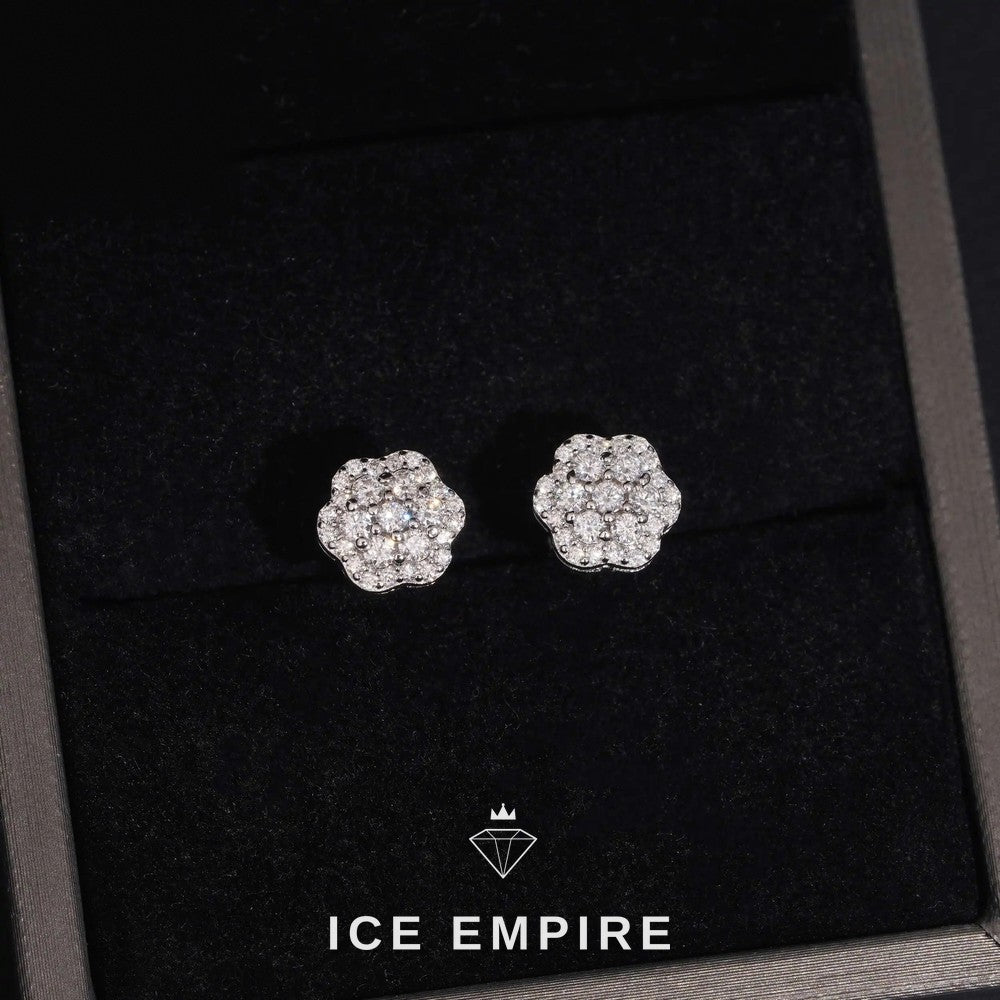 Iced Out 14K Gold Moissanite Stud Earrings