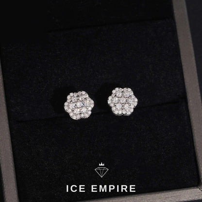 Iced Out 14K Gold Moissanite Stud Earrings