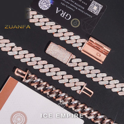 Iced Out Rose Gold Plated Moissanite Cuban Chain