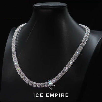 Iced Out Baguette Rose Gold Plated Moissanite Cuban Chain