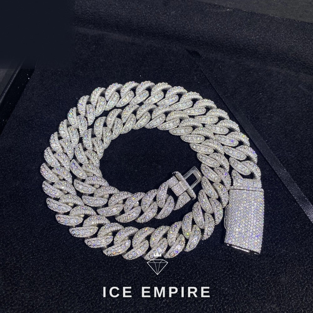 Iced Out Rose Gold Moissanite Cuban Chain