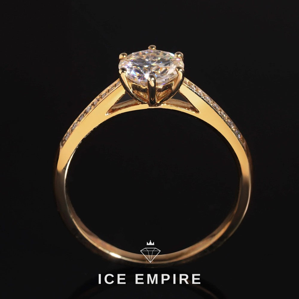 Iced Out 10K Gold Moissanite Engagement Ring