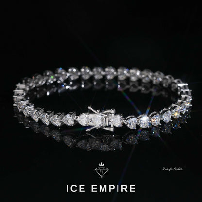 Iced Out Heart 925 Silver Moissanite Tennis Chain