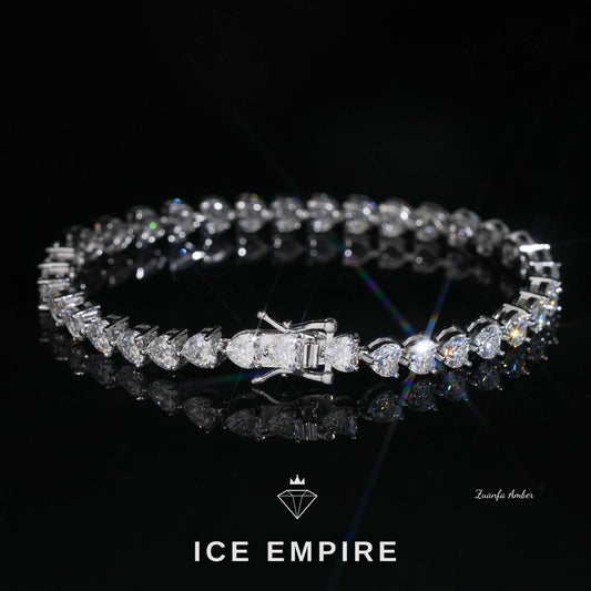 Iced Out Heart 925 Silver Moissanite Tennis Chain