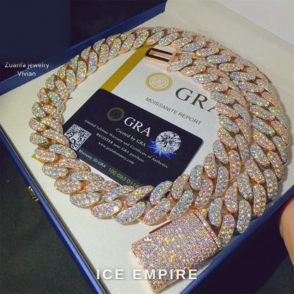 Iced Out Rose Gold Plated Moissanite Cuban Chain
