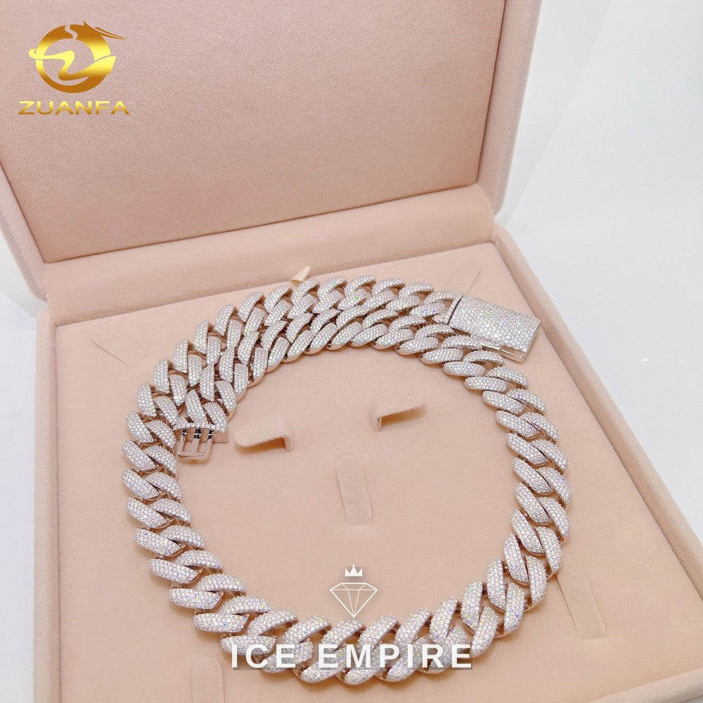 Iced Out Rose Gold Plated Moissanite Cuban Chain