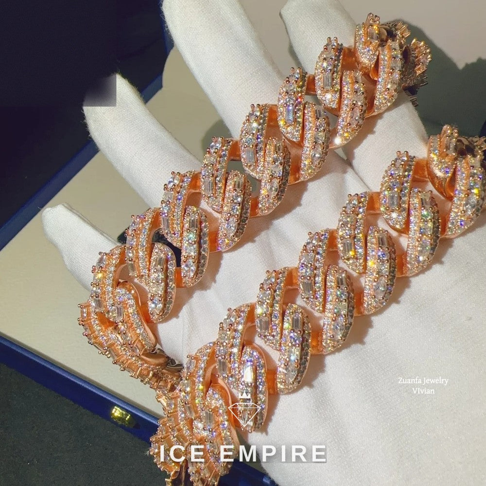 Iced Out Rose Gold Plated Moissanite Cuban Chain